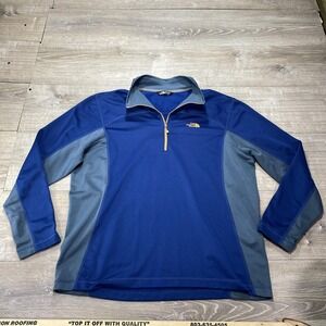 The North Face Pullover Mens XL Blue Gray Quarter Zip Fleece Outdoor Hiking
